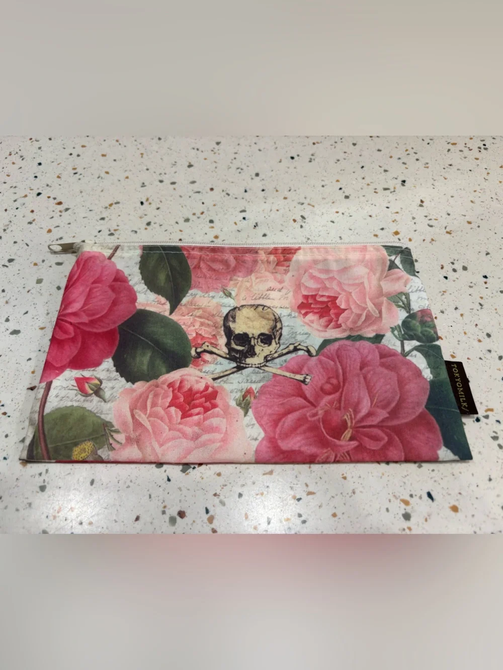 Tokyomilk Floral Skull Cosmetic‎ Bag Pink Roses